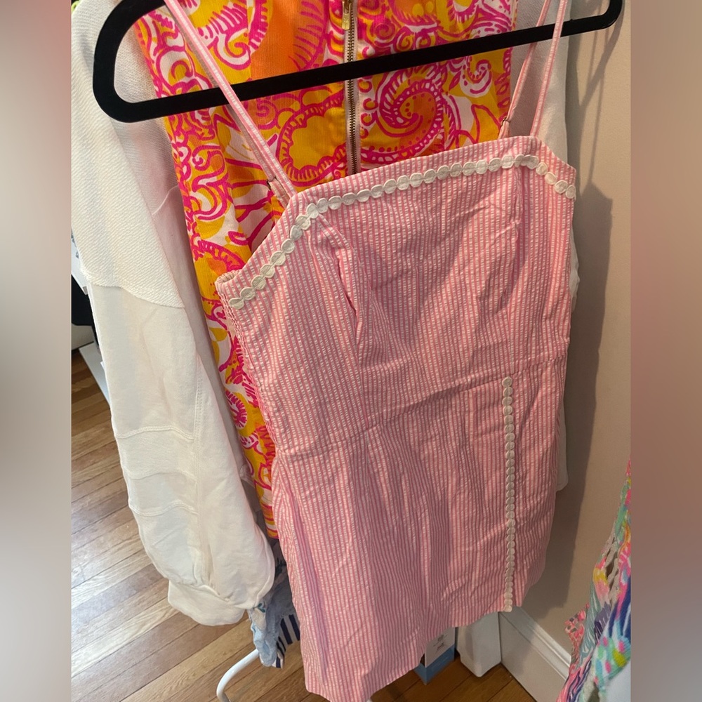 Lilly Pulitzer Pink Striped Sundress with White Trim